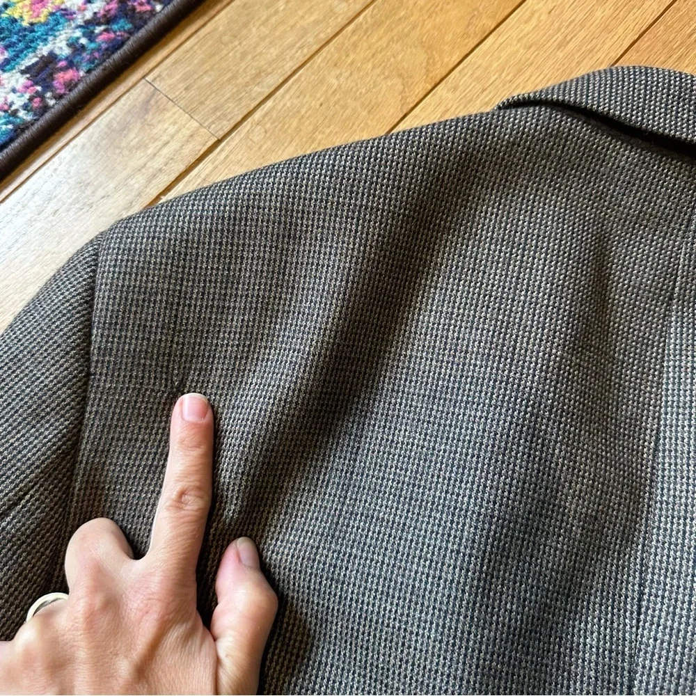 Bert Pulitzer Plaid Wool Blend Blazer Brown Two Button Mens 42